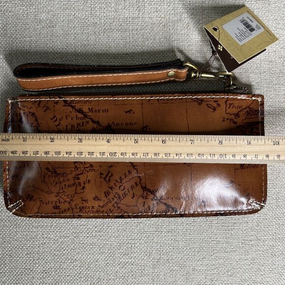 Patricia Nash NWT St Croce Map Print Leather Wristlet Wallet Bag Riot Rust 9.5” - Picture 5 of 8
